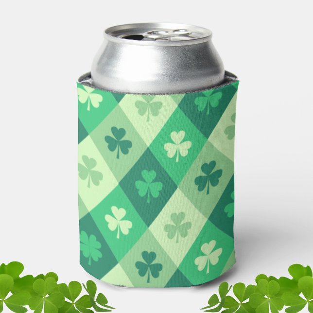St Patricks Day Green Shamrock Clover Can Cooler (Creator Uploaded)