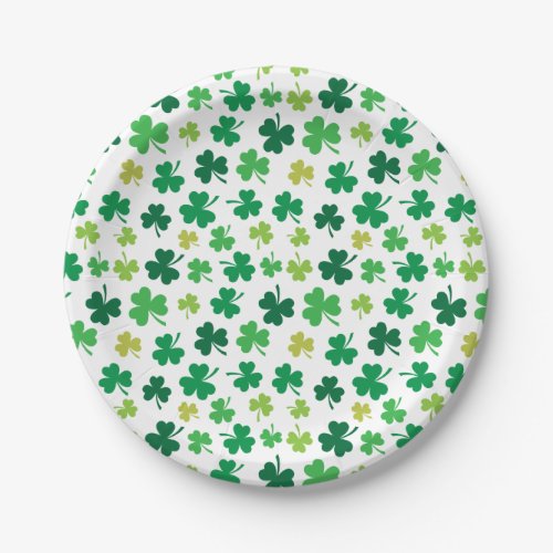 St Patricks Day Green Shamrock Clover Pattern Paper Plates