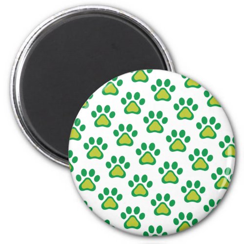 St Patricks Day Green Shamrock Dog Paw Print Magnet