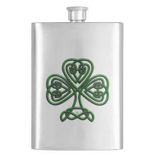 St Patricks Day Green Shamrock Flask
