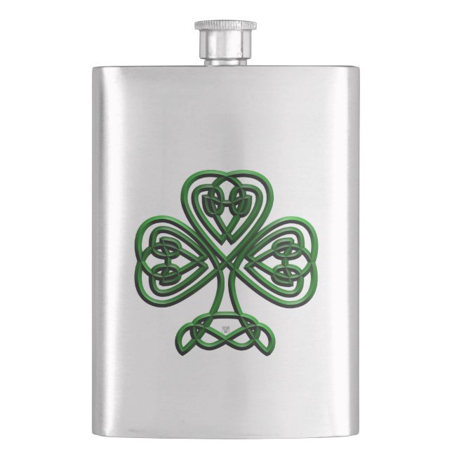 St Patricks Day Green Shamrock Flask (Front)