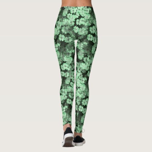 St Patricks Day Green Shamrock Forest Leggings