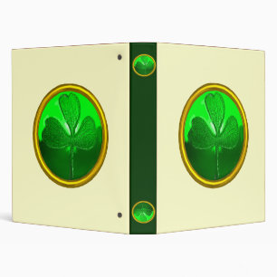 ST PATRICK'S DAY GREEN SHAMROCK GEMSTONE JEWEL 3 RING BINDER
