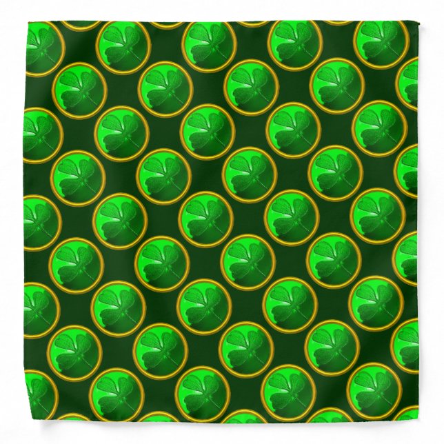 ST PATRICK'S DAY GREEN SHAMROCK GEMSTONE JEWEL BANDANA (Front)