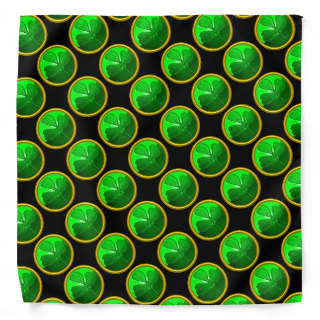 ST PATRICK'S DAY GREEN SHAMROCK GEMSTONE JEWEL BANDANA (Front)
