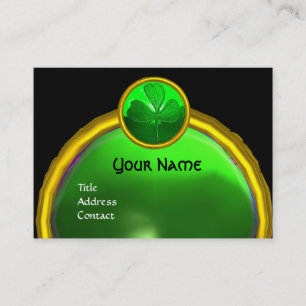 ST PATRICK'S DAY GREEN SHAMROCK GEMSTONE JEWEL BUSINESS CARD