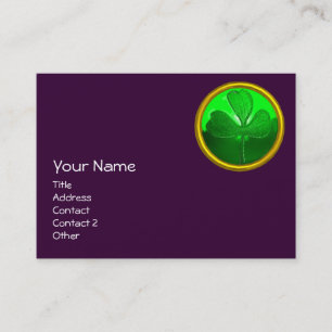 ST PATRICK'S DAY GREEN SHAMROCK GEMSTONE JEWEL BUSINESS CARD