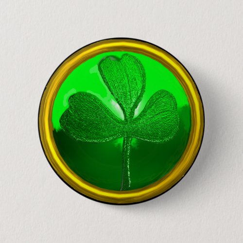 ST PATRICKS DAY GREEN SHAMROCK GEMSTONE JEWEL BUTTON