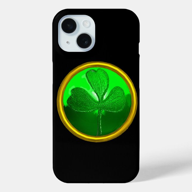 ST PATRICK'S DAY GREEN SHAMROCK GEMSTONE JEWEL Case-Mate iPhone CASE (Back)