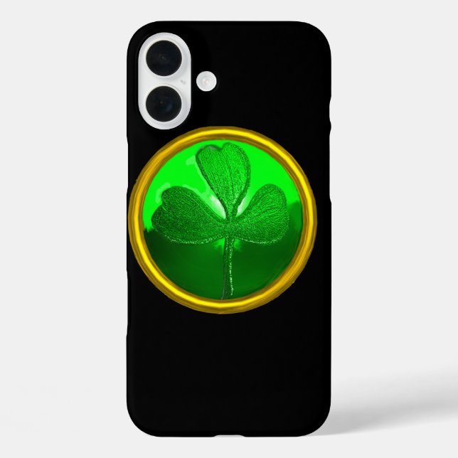 ST PATRICK'S DAY GREEN SHAMROCK GEMSTONE JEWEL Case-Mate iPhone CASE (Back)