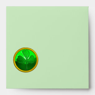 ST PATRICK'S DAY GREEN SHAMROCK GEMSTONE JEWEL ENVELOPE
