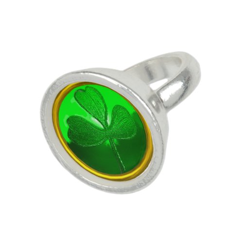 ST PATRICKS DAY GREEN SHAMROCK GEMSTONE JEWEL RING