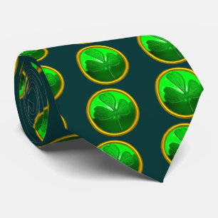 ST PATRICK'S DAY GREEN SHAMROCK GEMSTONE JEWEL TIE