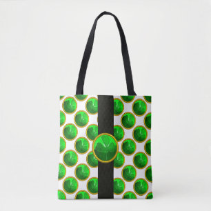 ST PATRICK'S DAY GREEN SHAMROCK GEMSTONE White Tote Bag