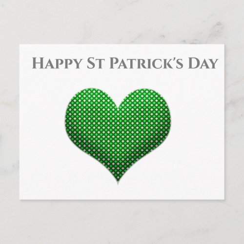 St Patricks Day  Green Shamrock Heart Postcard