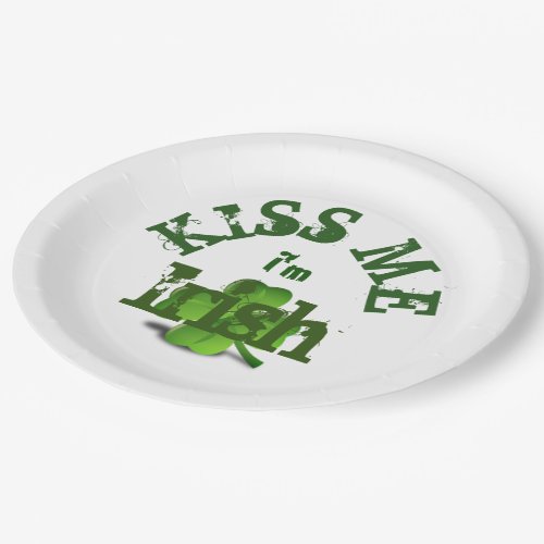 St Patricks Day Green Shamrock Kiss Me Im Irish Paper Plates