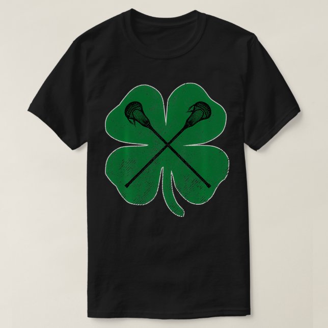 St Patricks Day Green Shamrock Lacrosse Irish Men  T-Shirt (Design Front)