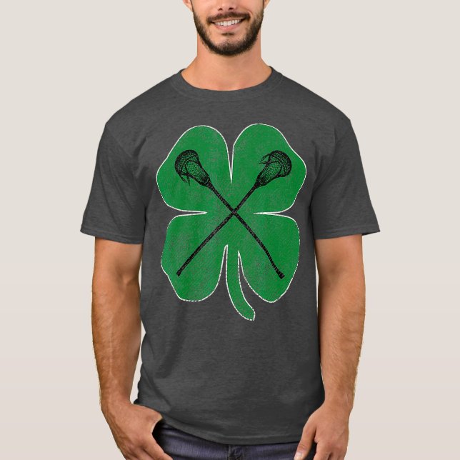 St Patricks Day Green Shamrock Lacrosse Irish T-Shirt (Front)