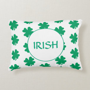 St Patrick's Day Green Shamrock Leaf Pattern Irish Accent Pillow