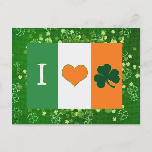 St Patricks Day Green Shamrock Love Postcard