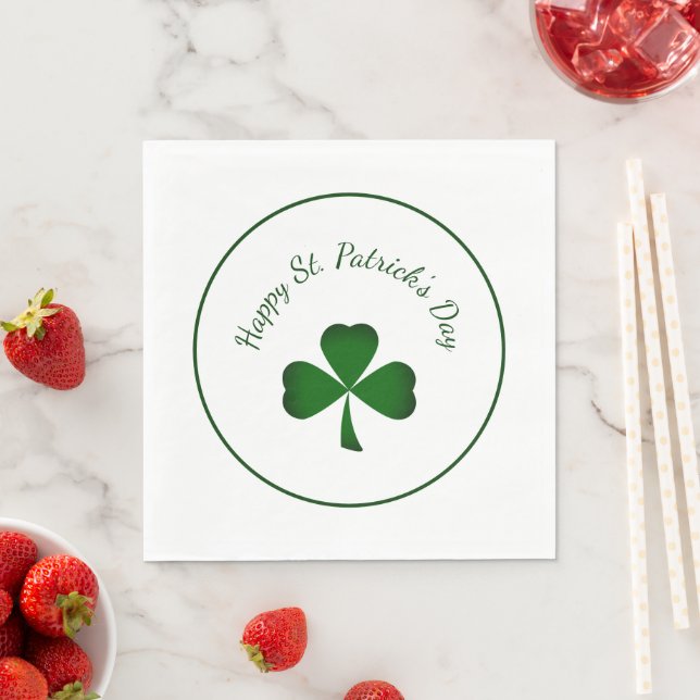 St. Patrick's Day Green Shamrock Lucky Clover  Napkins (Insitu)