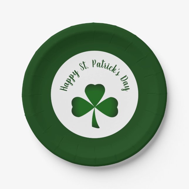 St. Patrick's Day Green Shamrock  Paper Plates (Front)