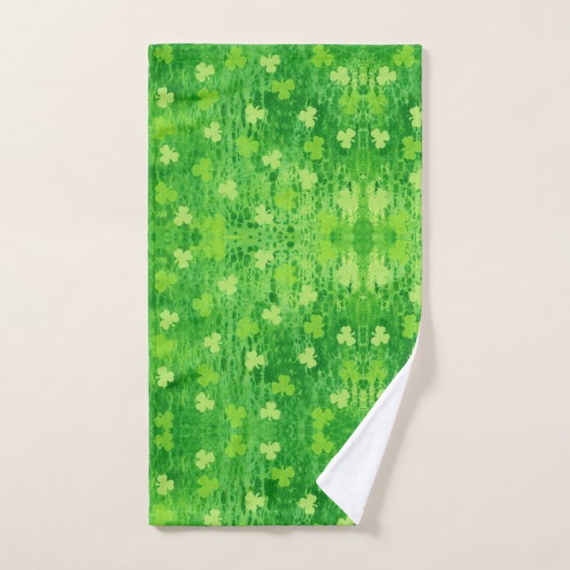 St Patrick's Day Green Shamrock Pattern Hand Towel (Hand Towel)