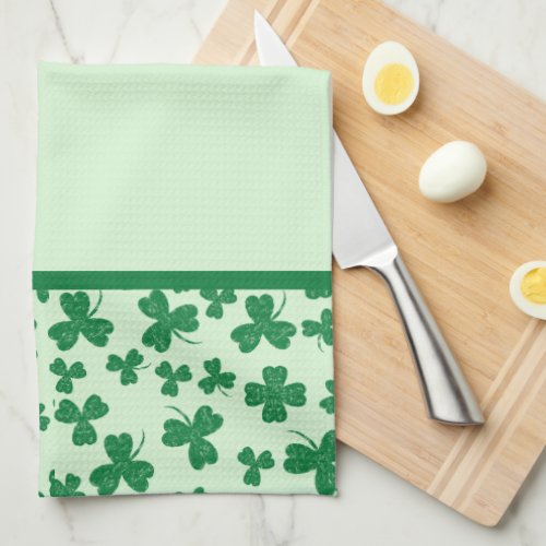 St Patricks Day Green Shamrock Pattern Kitchen Towel
