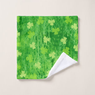 St Patrick's Day Green Shamrock Pattern Wash Cloth