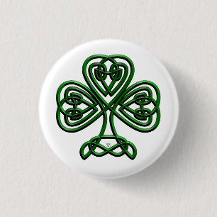 St Patricks Day Green Shamrock Pinback Button