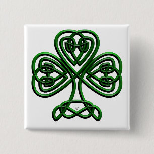 St Patricks Day Green Shamrock Pinback Button