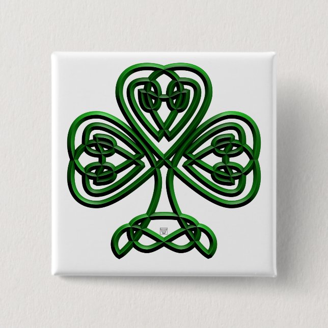 St Patricks Day Green Shamrock Pinback Button (Front)