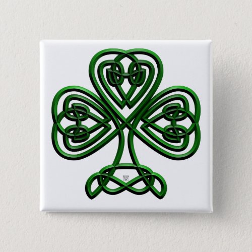 St Patricks Day Green Shamrock Pinback Button