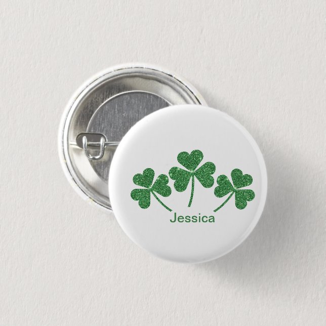 St. Patrick's Day Green Shamrock Vine Irish Party  Button (Front & Back)