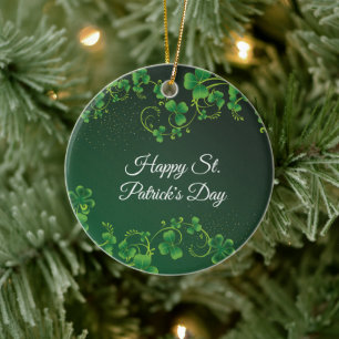 St. Patrick's Day Green Shamrock Vine Irish Party Ceramic Ornament