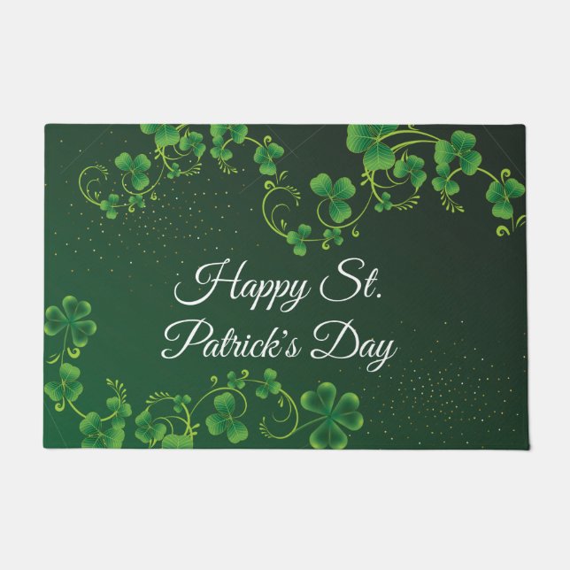 St. Patrick's Day Green Shamrock Vine Irish Party  Doormat (Front)