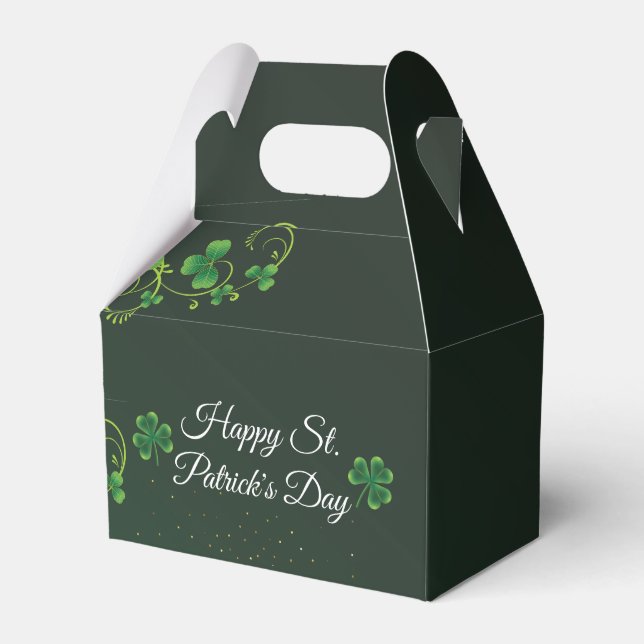 St. Patrick's Day Green Shamrock Vine Irish Party  Favor Boxes (Front Side)