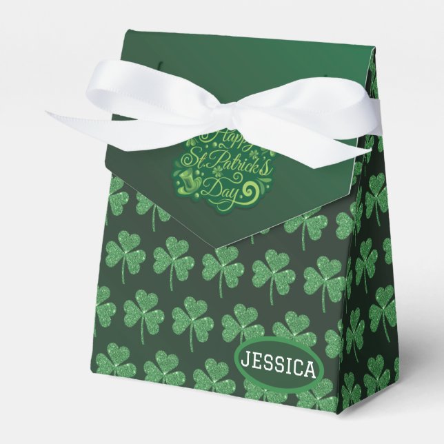 St. Patrick's Day Green Shamrock Vine Irish Party  Favor Boxes (Front Side)