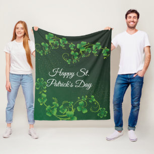 St. Patrick's Day Green Shamrock Vine Irish Party Fleece Blanket
