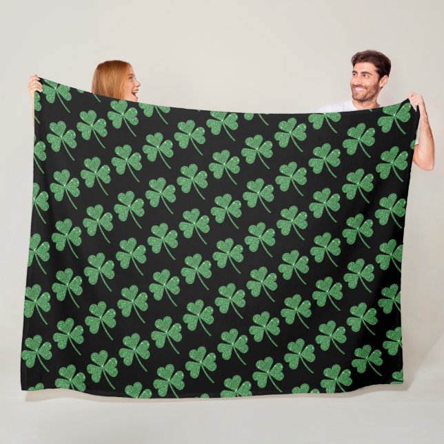 St. Patrick's Day Green Shamrock Vine Irish Party Fleece Blanket (In Situ)
