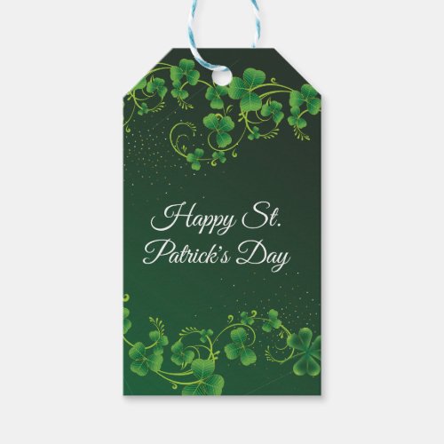 St Patricks Day Green Shamrock Vine Irish Party  Gift Tags