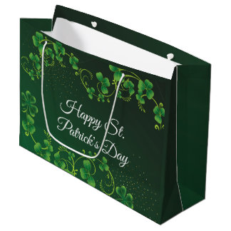 St. Patrick's Day Green Shamrock Vine Irish Party  Large Gift Bag