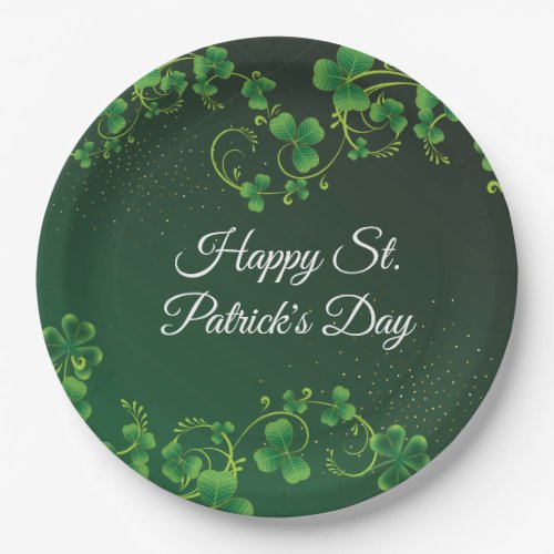 St Patricks Day Green Shamrock Vine Irish Party  Paper Plates