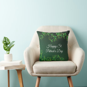 St. Patrick's Day Green Shamrock Vine Irish Party Throw Pillow