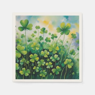 St. Patricks Day Green Shamrocks And Tie Dye Sky Napkins