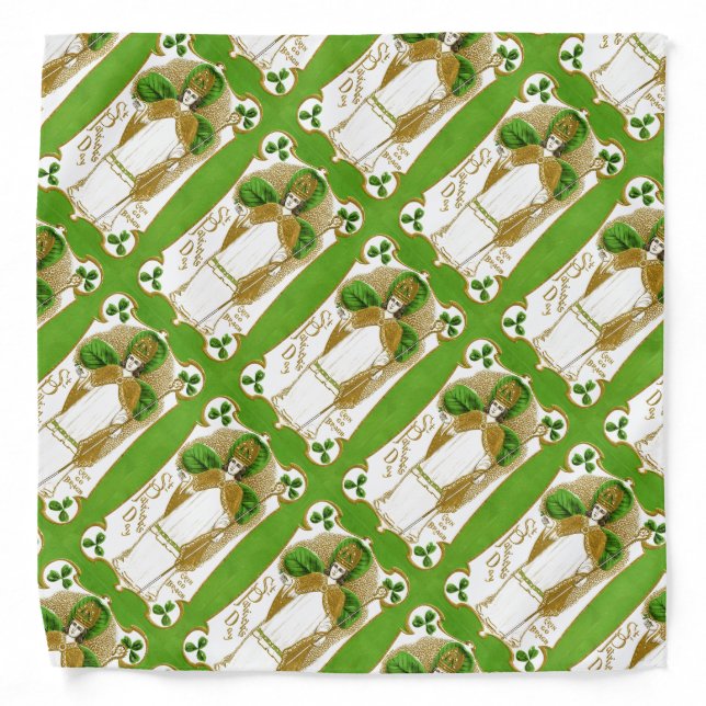 ST.PATRICK'S DAY GREEN SHAMROCKS AND TRINITY BANDANA (Front)