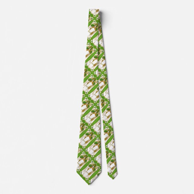 ST.PATRICK'S DAY GREEN SHAMROCKS AND TRINITY NECK TIE (Front)