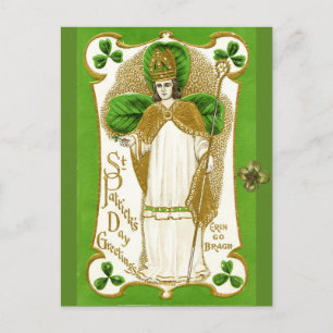 ST.PATRICK'S DAY GREEN SHAMROCKS AND TRINITY POSTCARD