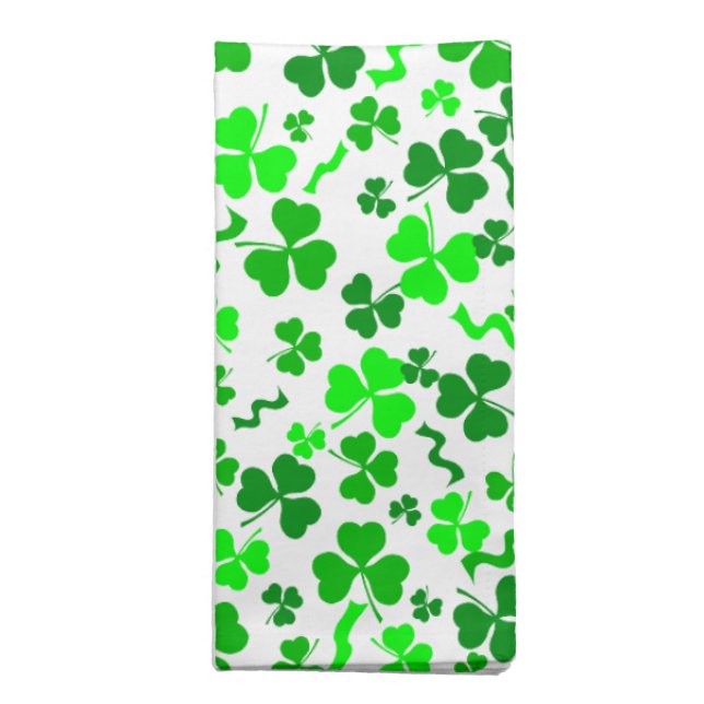 St Patrick's Day Green Shamrocks Confetti Cloth Napkin (Folded)