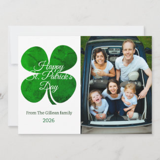 St. patrick's day Green Shamrocks family photo Hol Holiday Card